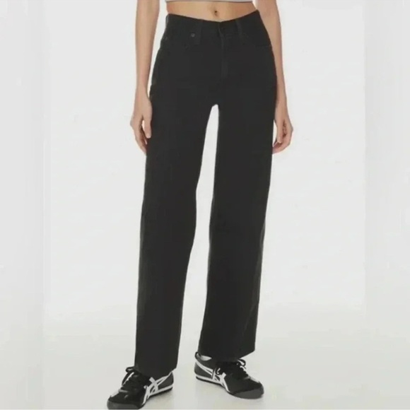 Aritzia Sunday Best High Rise Straight Tapered Leg Jeans Denim Black Size 6 - Picture 1 of 13